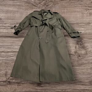 London Fog Men’s Olive Green Trench Coat  Size 42 X-Long